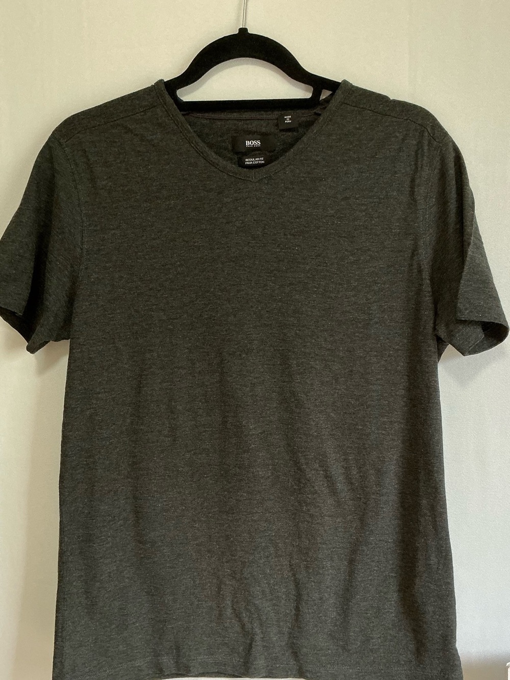 BOSS Charcoal Gray Short Sleeve V-Neck Tee